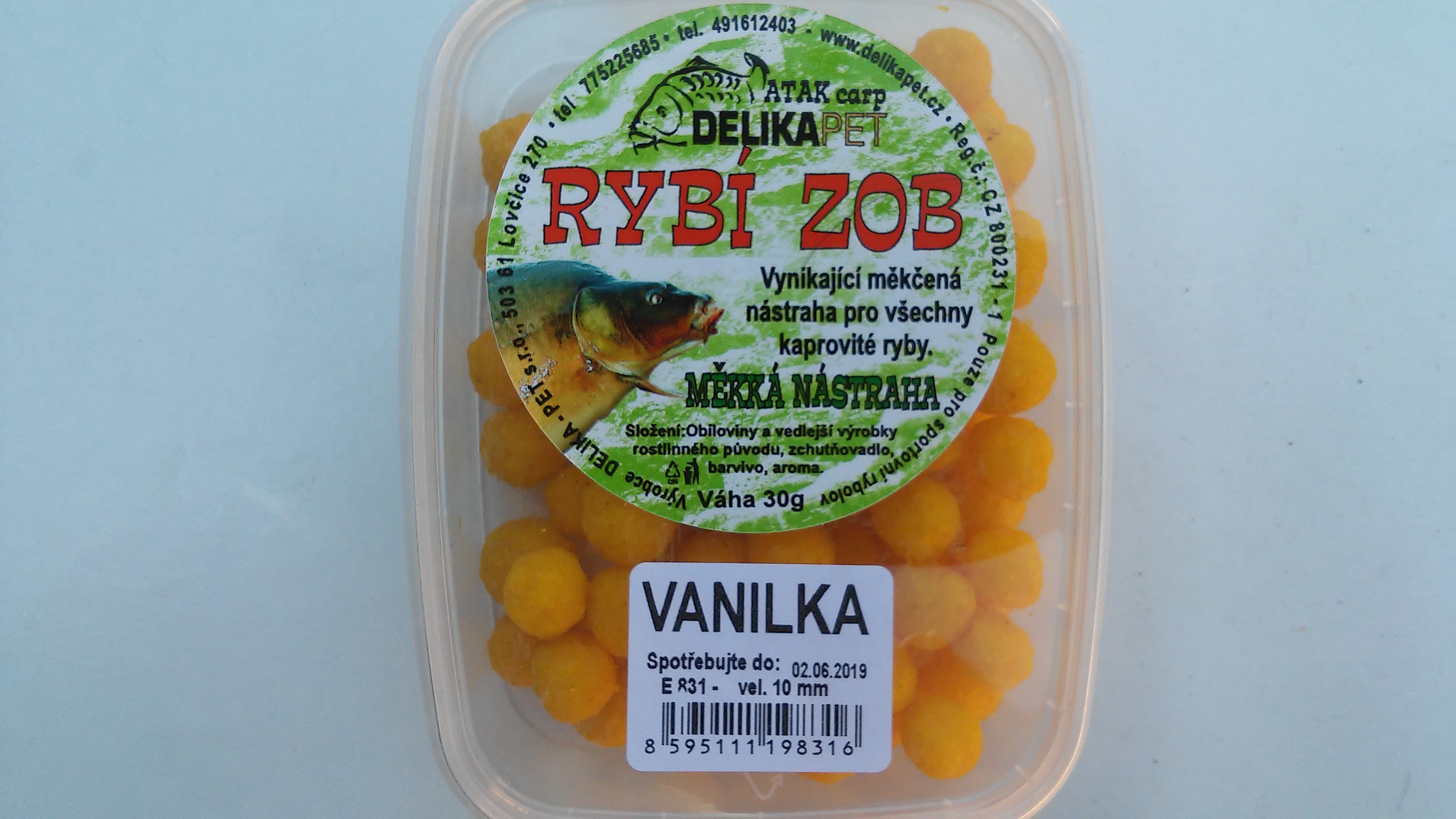 Delikapet Rybí zob 10 mm 30 gr Vanilka